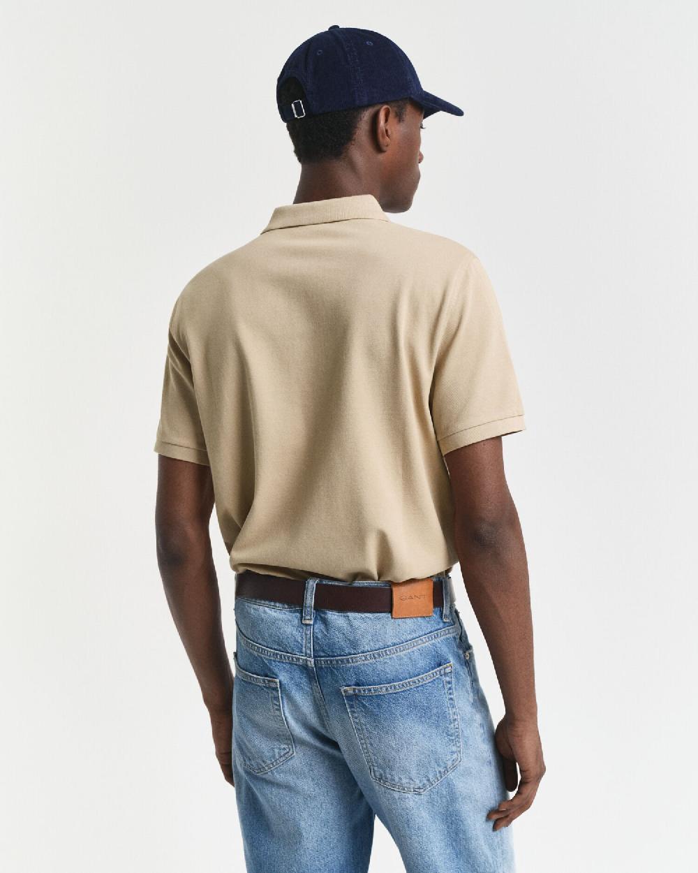 Gant Regular Fit Shield Piqué Polo Shirt Woody Beige