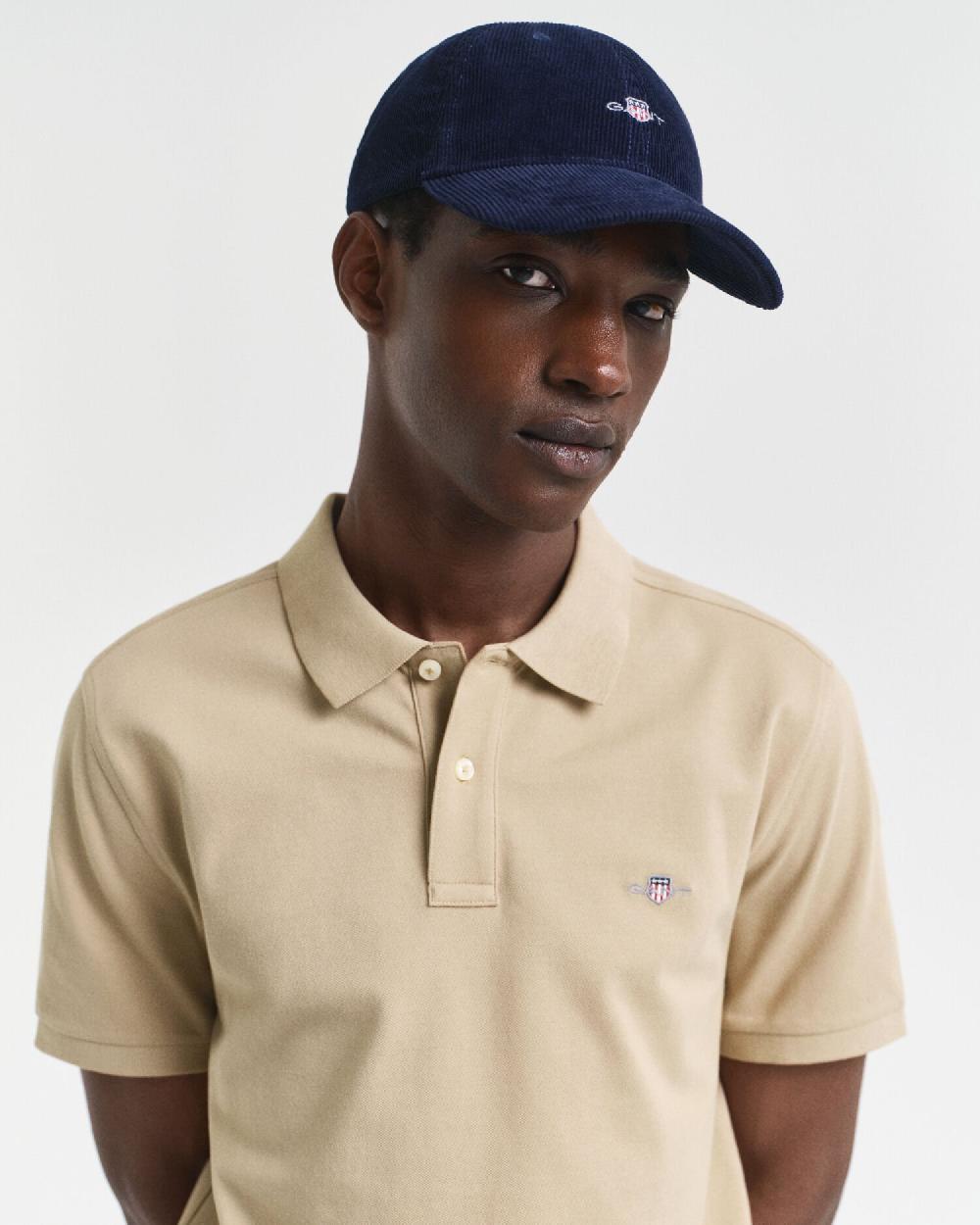 Gant Regular Fit Shield Piqué Polo Shirt Woody Beige