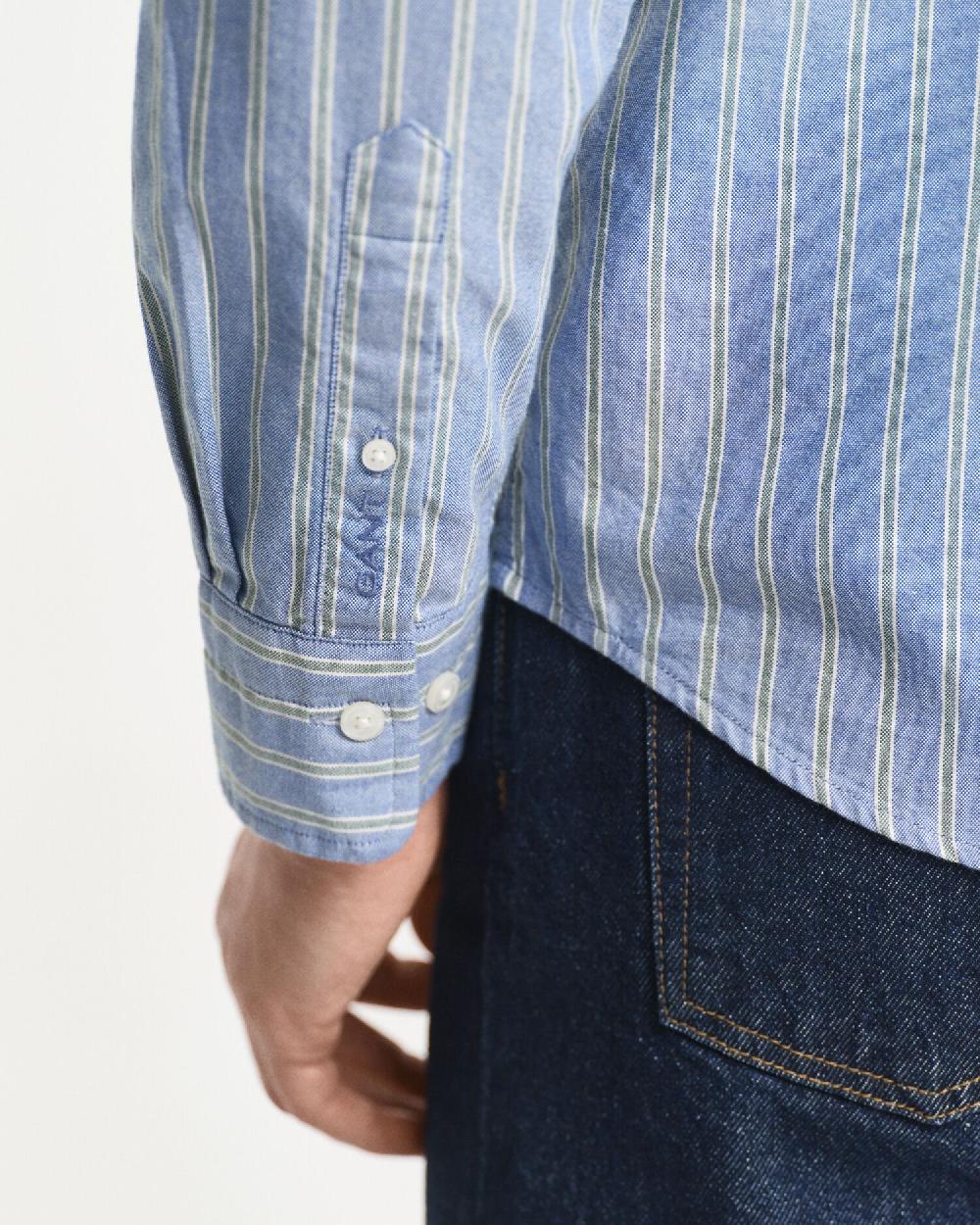 Gant Regular Fit Striped Archive Oxford Shirt Blue Water