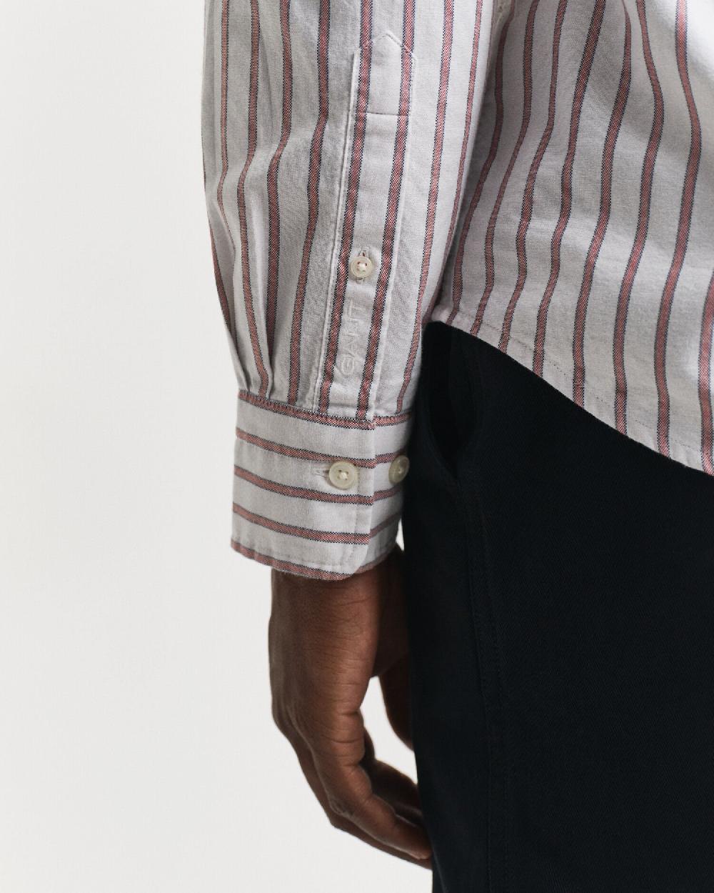 Gant Regular Fit Striped Archive Oxford Shirt Eggshell
