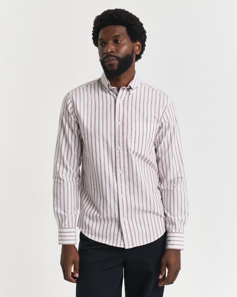 Gant Regular Fit Striped Archive Oxford Shirt Eggshell