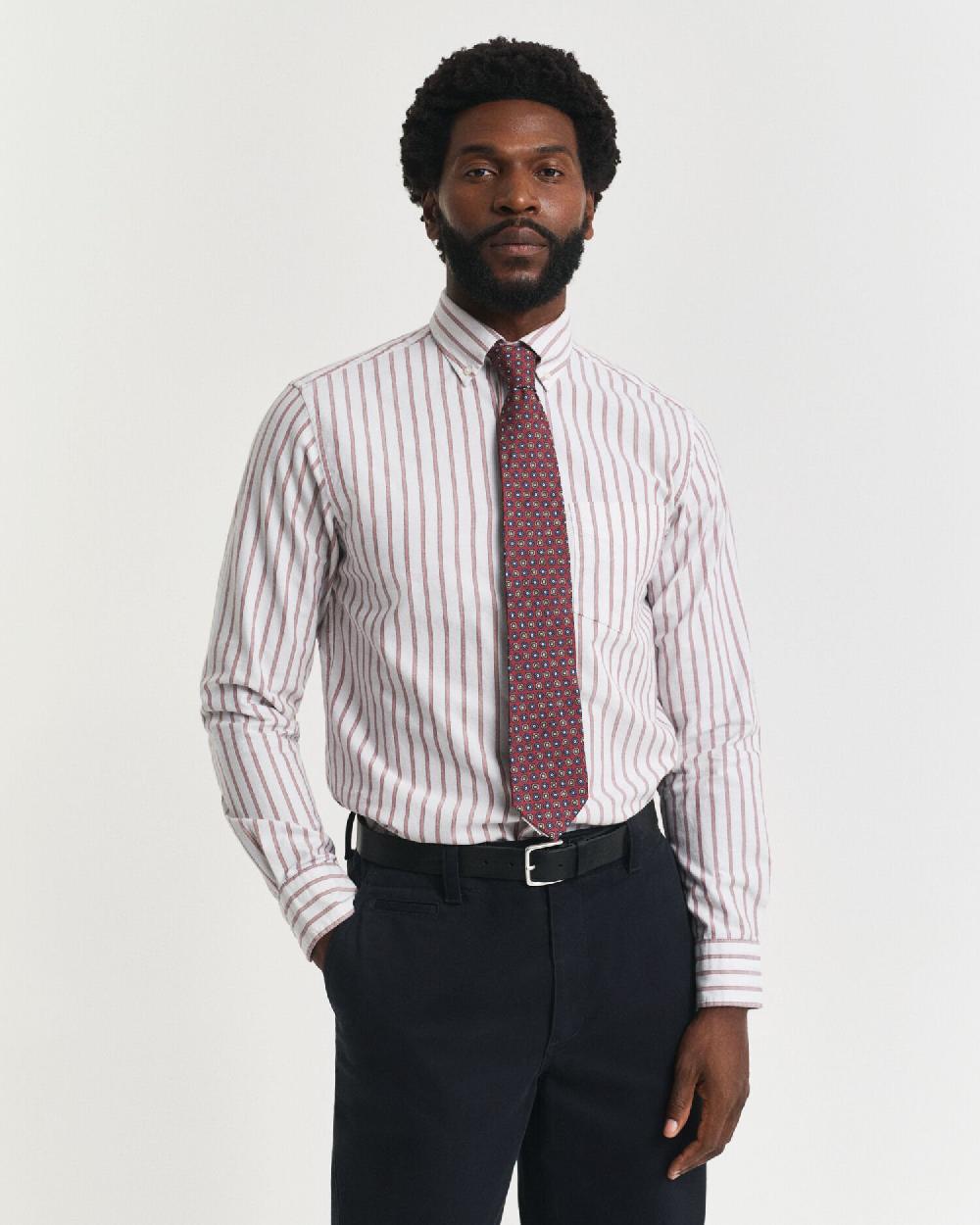 gant Regular Fit Striped Archive Oxford Shirt eggshell