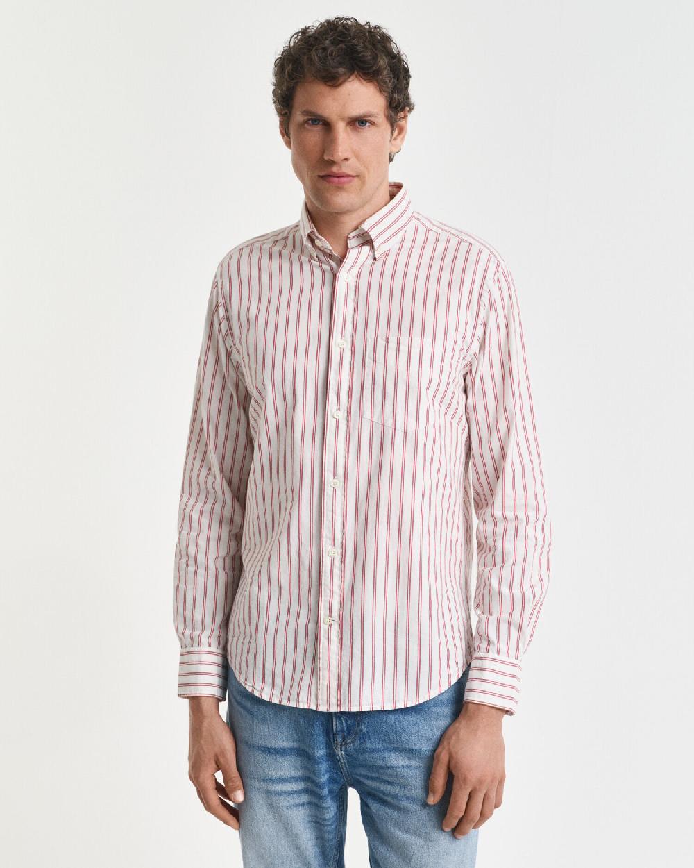 Gant Regular Fit Striped Archive Poplin Shirt Cream