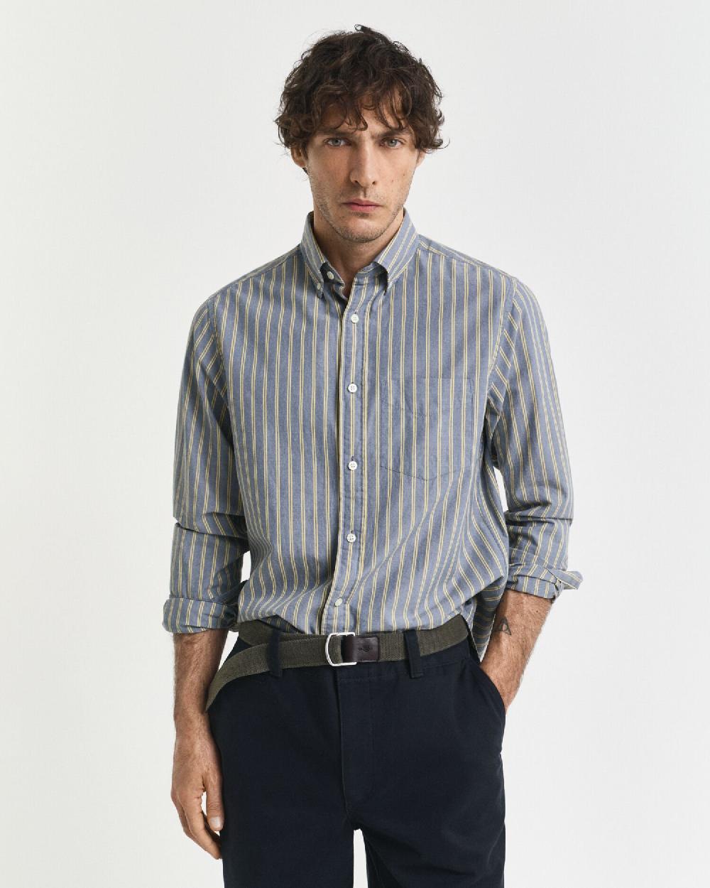 gant Regular Fit Striped Archive Poplin Shirt naval blue