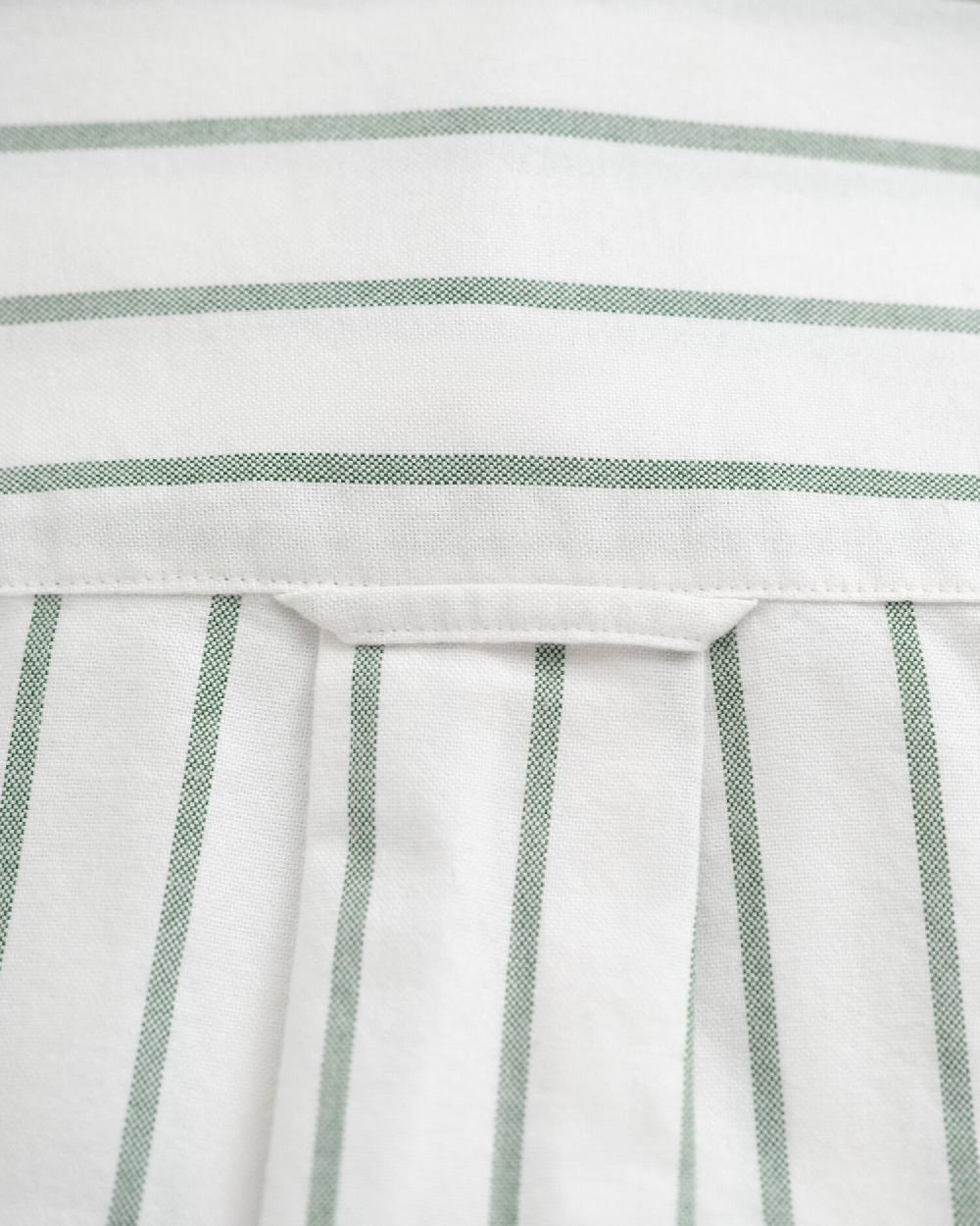 Gant Regular Fit Striped Classic Oxford Shirt Forest Green