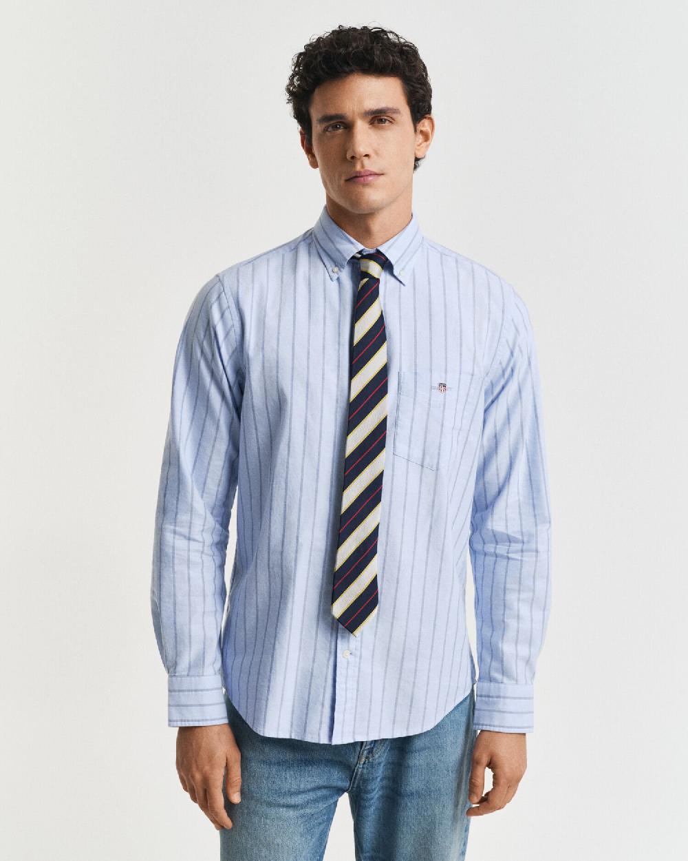 Gant Regular Fit Striped Classic Oxford Shirt Light Blue
