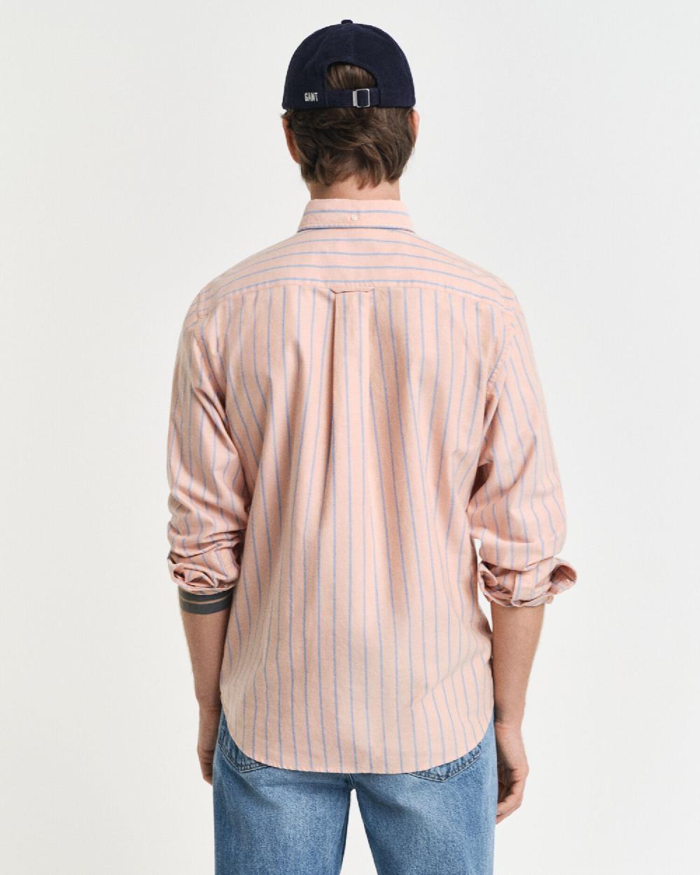 Gant Regular Fit Striped Classic Oxford Shirt Orange Bronze