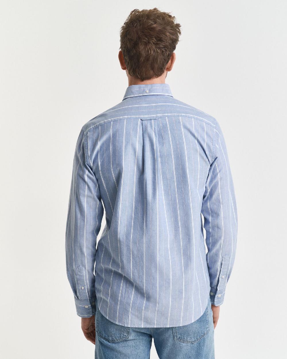 Gant Regular Fit Striped Classic Oxford Shirt Rich Blue