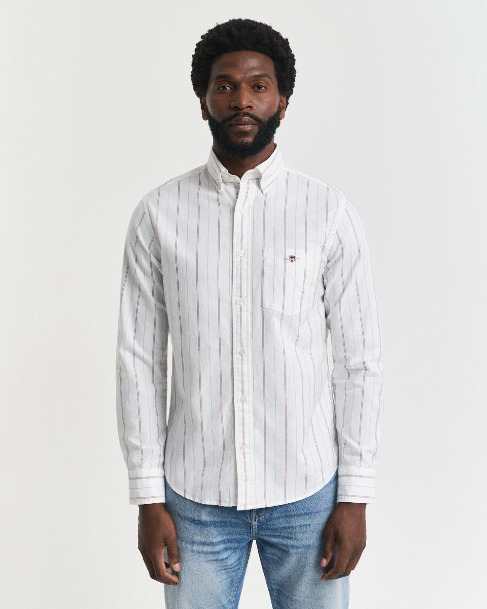 Gant Regular Fit Striped Classic Oxford Shirt White