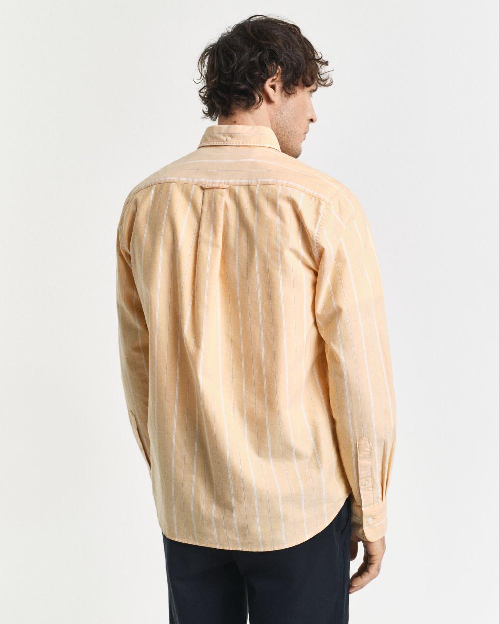 Gant Regular Fit Striped Classic Oxford Shirt Yellow Lichen