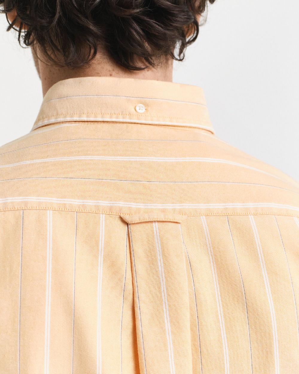Gant Regular Fit Striped Classic Oxford Shirt Yellow Lichen