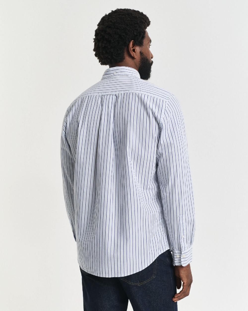 Gant Regular Fit Striped Classic Poplin Shirt Clear Sky