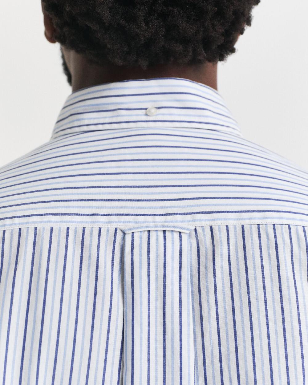 Gant Regular Fit Striped Classic Poplin Shirt Clear Sky