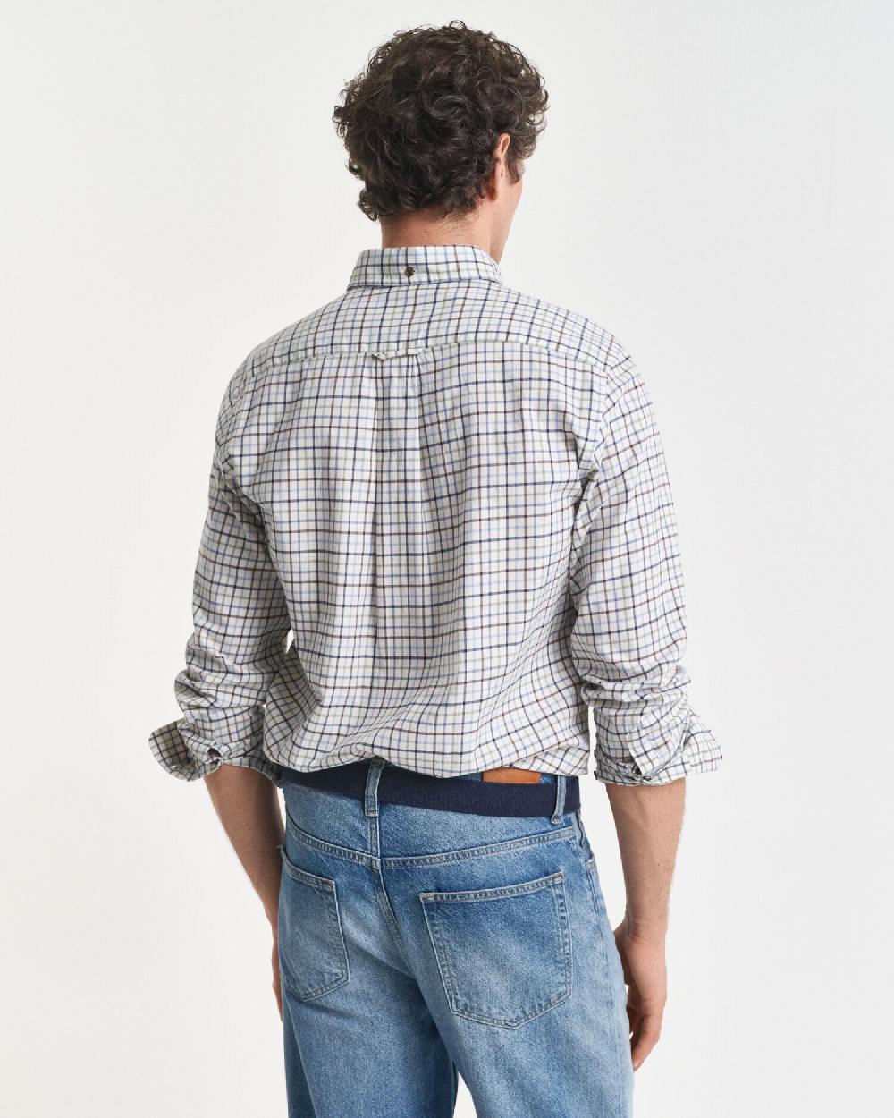 Gant Regular Fit Tattersall Checked Twill Shirt Clear Sky