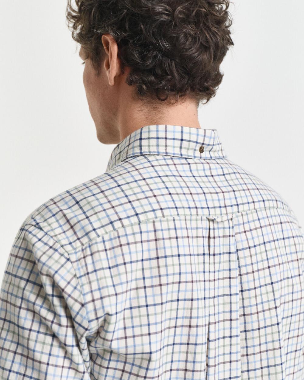 Gant Regular Fit Tattersall Checked Twill Shirt Clear Sky