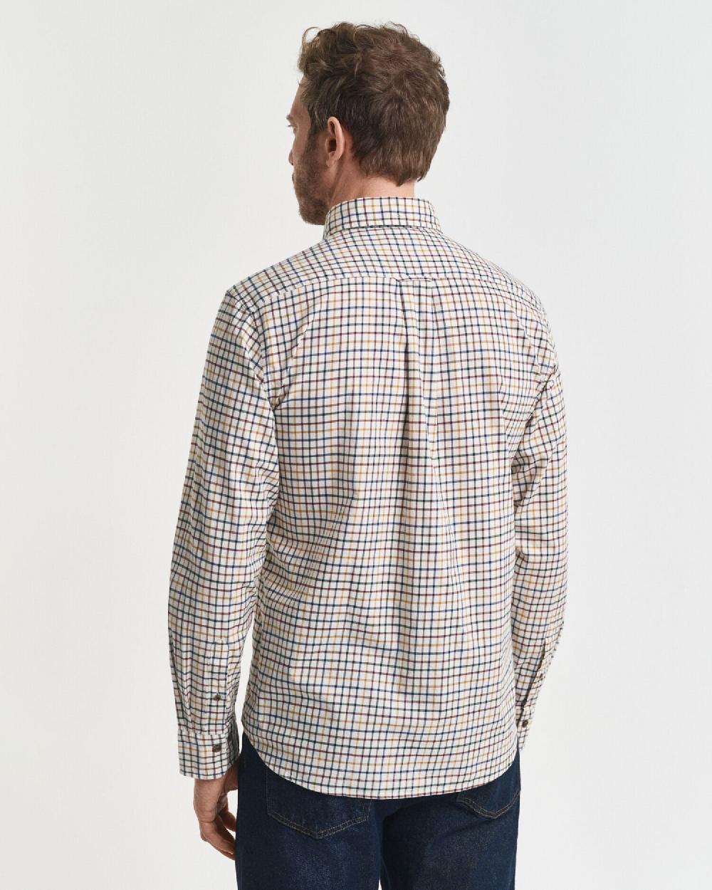Gant Regular Fit Tattersall Checked Twill Shirt Mahogany Brown