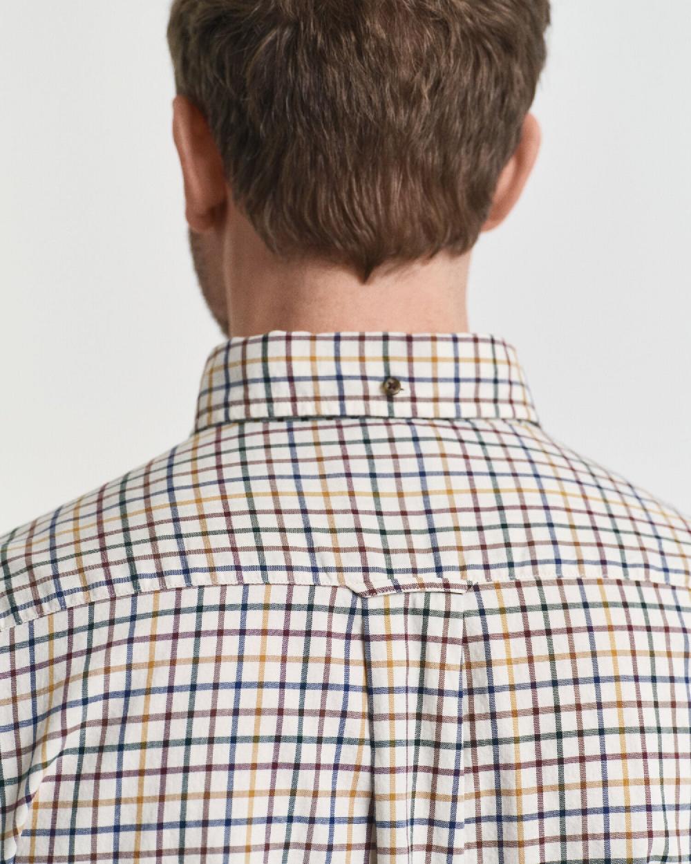 Gant Regular Fit Tattersall Checked Twill Shirt Mahogany Brown