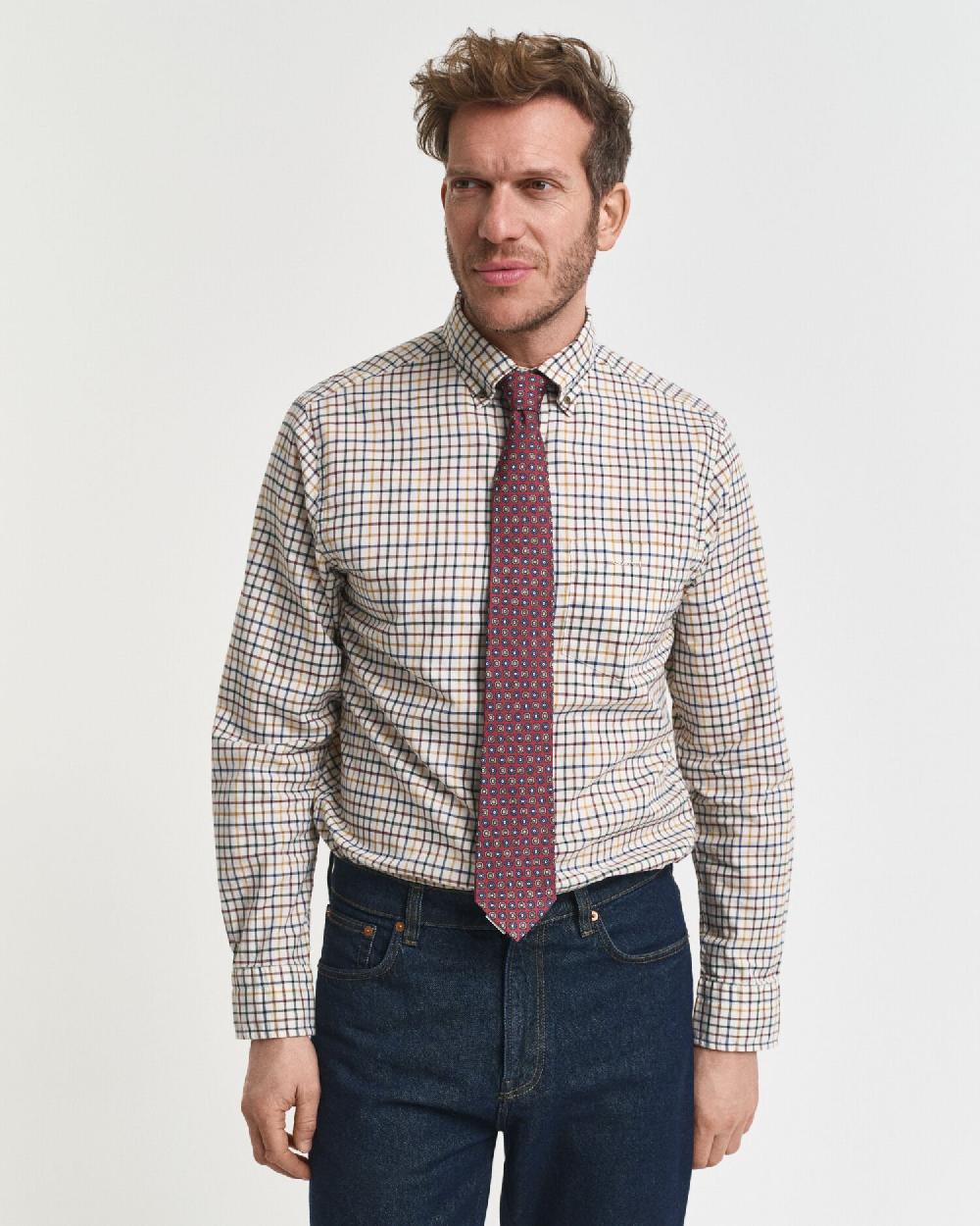 gant Regular Fit Tattersall Checked Twill Shirt mahogany brown