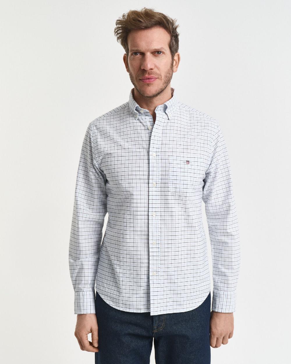 Gant Regular Fit Tattersall Classic Oxford Shirt Light Blue