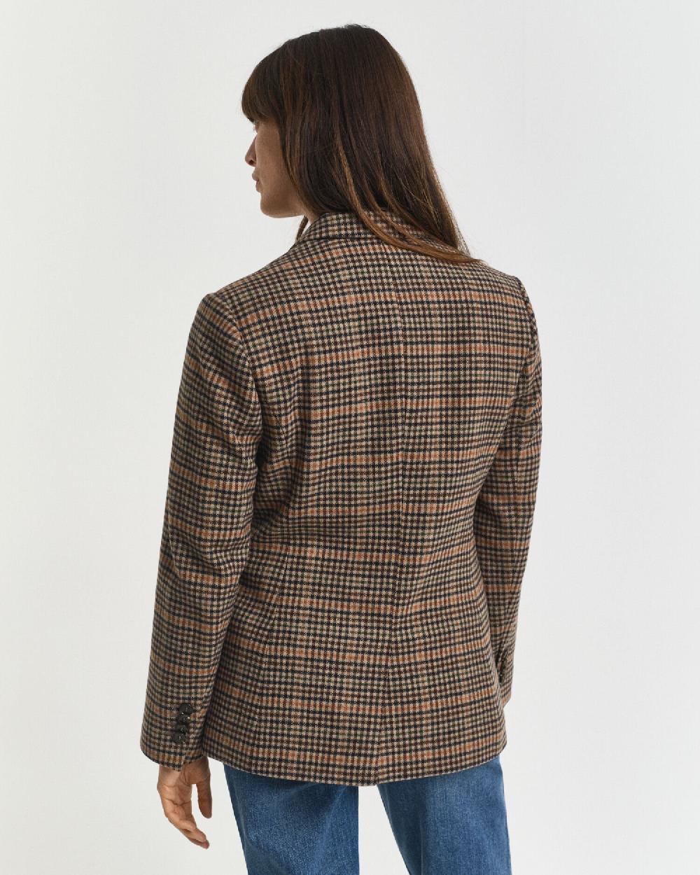 Gant Regular Fit Wool Houndstooth Blazer Roasted Walnut