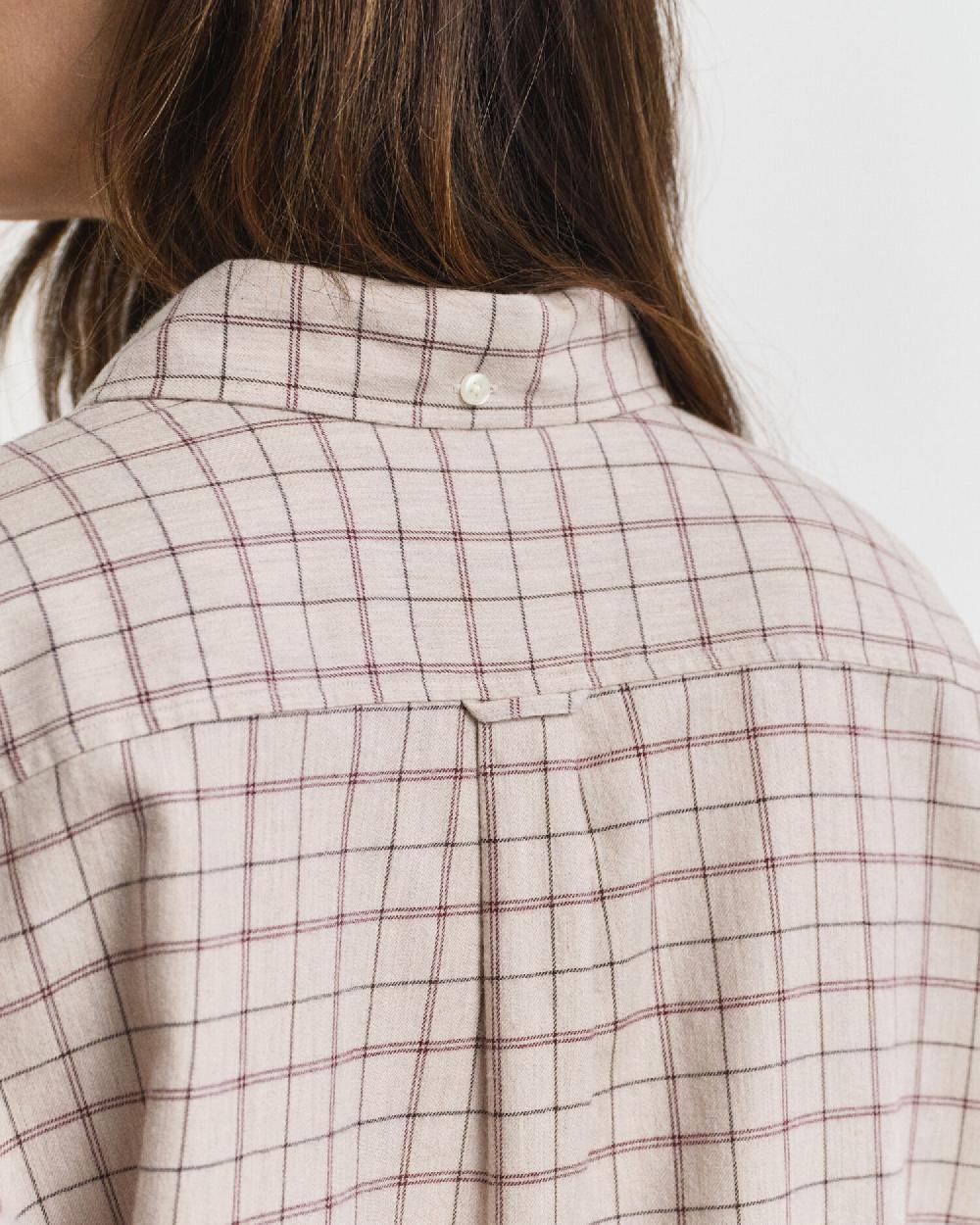 Gant Relaxed Fit Checked Brushed Flannel Shirt Plum Wine