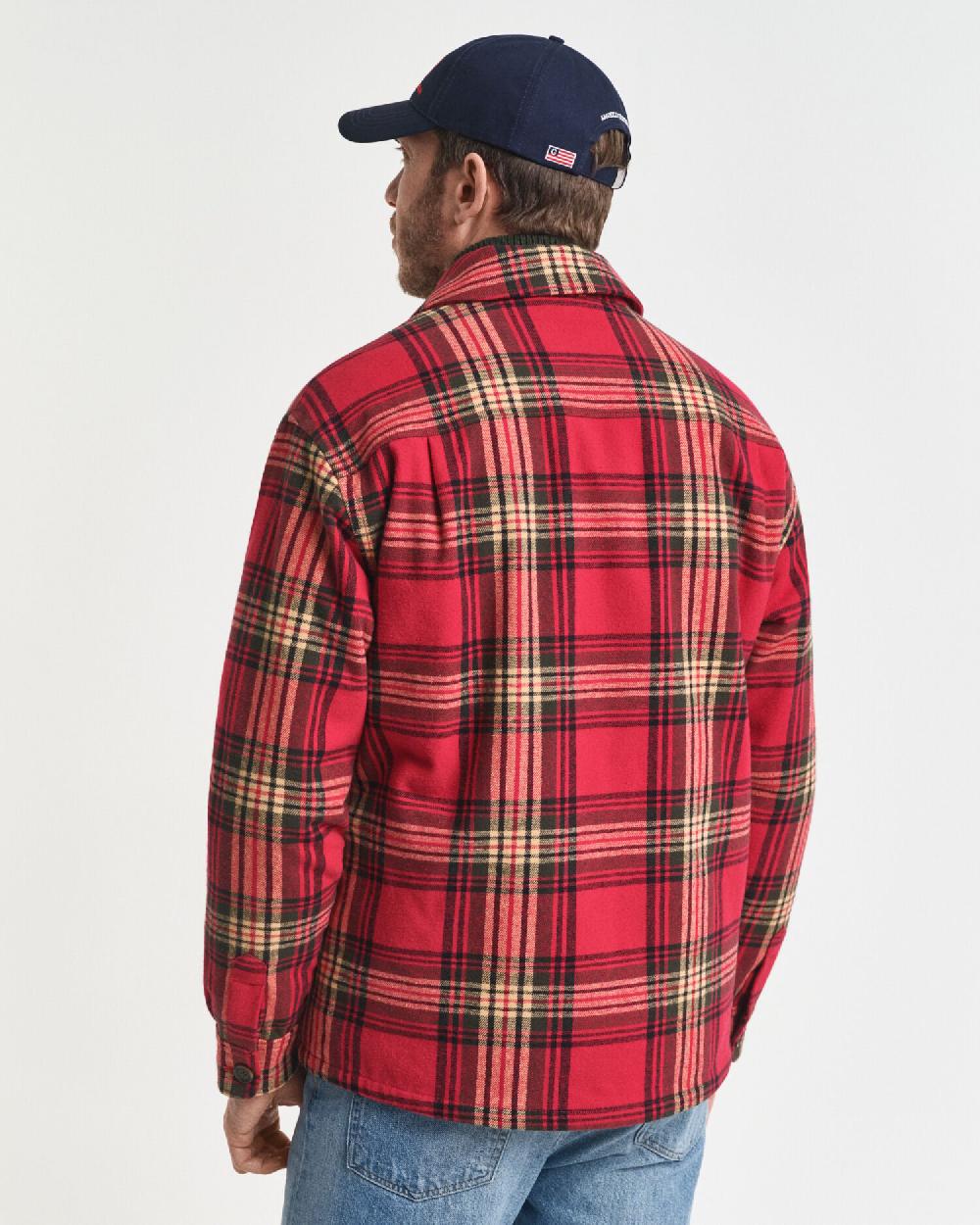 Gant Relaxed Fit Checked Padded Overshirt Cherry Red