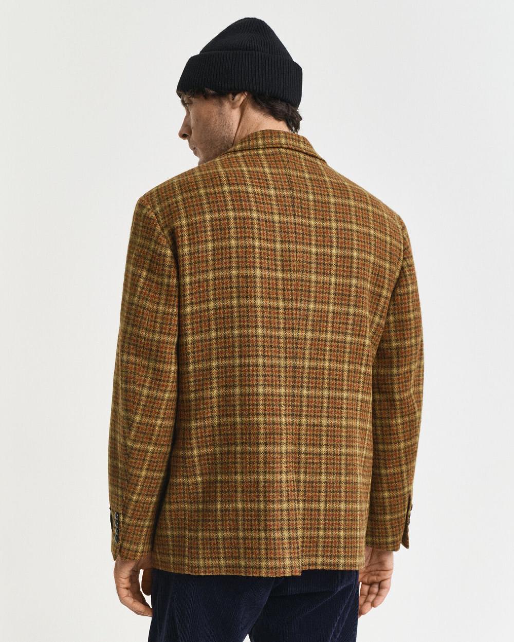 Gant Relaxed Fit Checked Tweed Blazer Peanut Butter