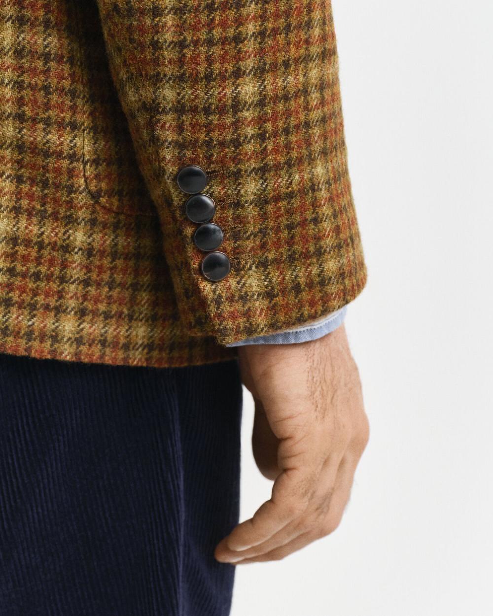 Gant Relaxed Fit Checked Tweed Blazer Peanut Butter