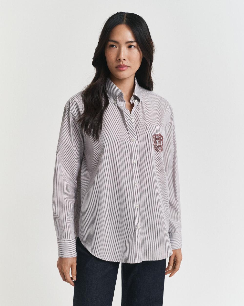 Gant Relaxed Fit Classic Poplin Graphic Shirt Plum Wine