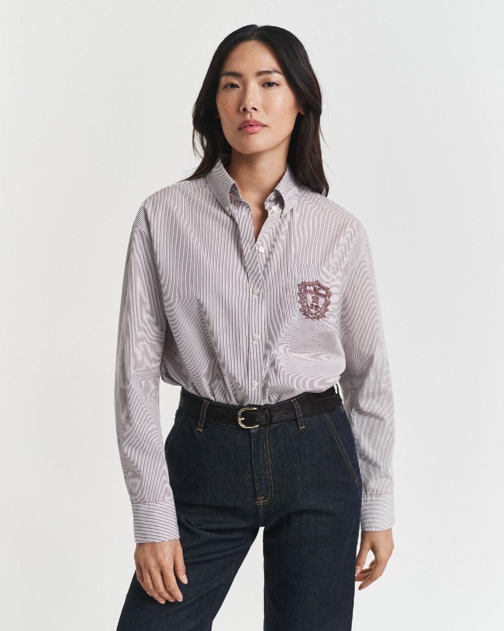 gant Relaxed Fit Classic Poplin Graphic Shirt plum wine