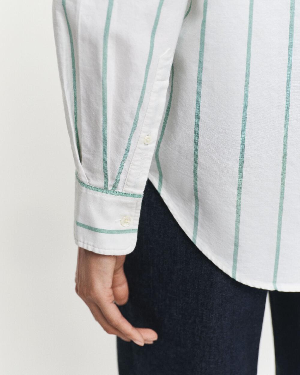 Gant Relaxed Fit Classic Striped Oxford Shirt Bold Green