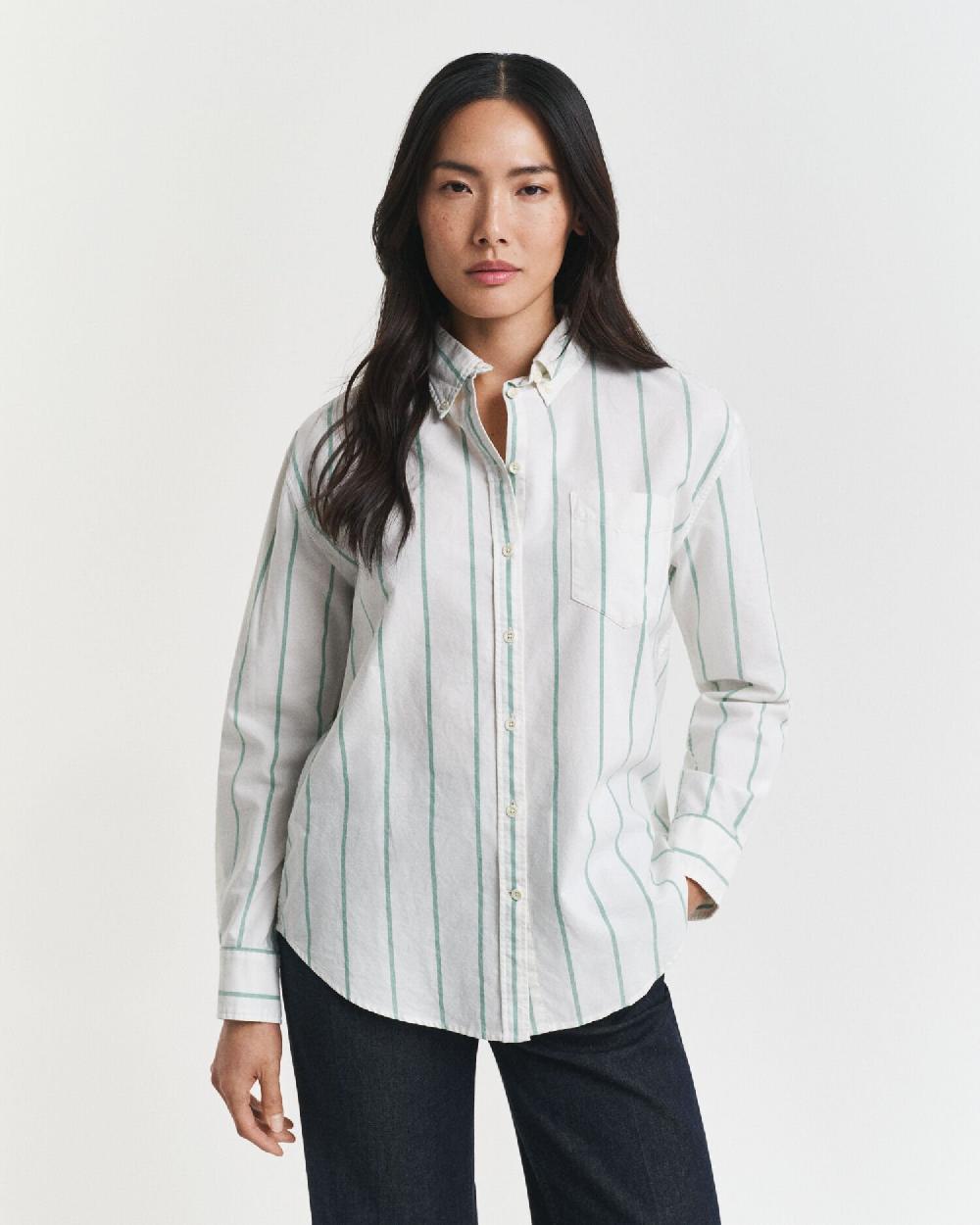 Gant Relaxed Fit Classic Striped Oxford Shirt Bold Green