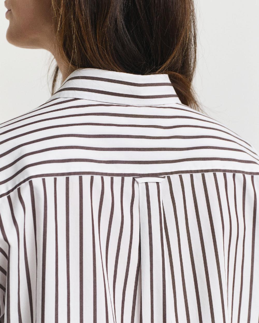 Gant Relaxed Fit Classic Striped Poplin Shirt Deep Brown