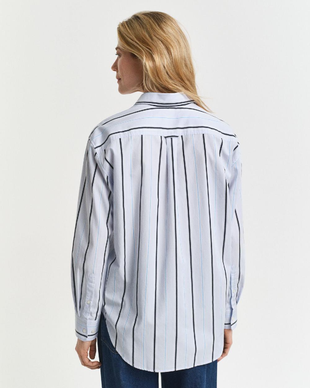 Gant Relaxed Fit Classic Striped Poplin Shirt Light Blue
