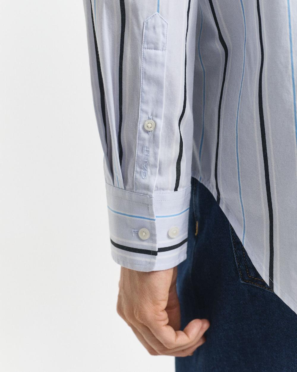 Gant Relaxed Fit Classic Striped Poplin Shirt Light Blue