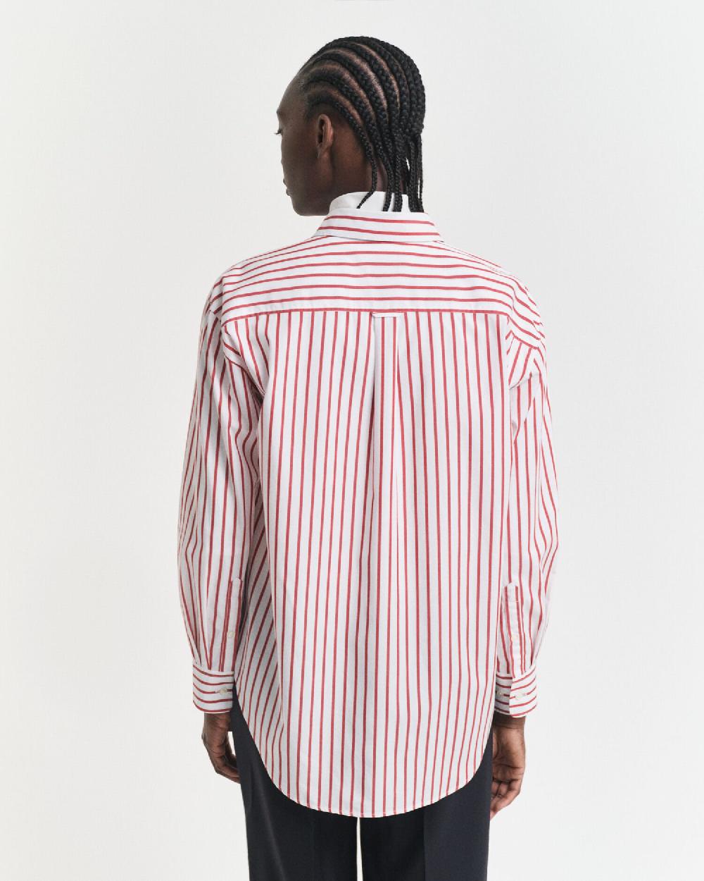 Gant Relaxed Fit Classic Striped Poplin Shirt Modern Rust