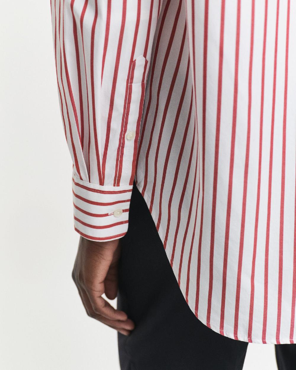 Gant Relaxed Fit Classic Striped Poplin Shirt Modern Rust