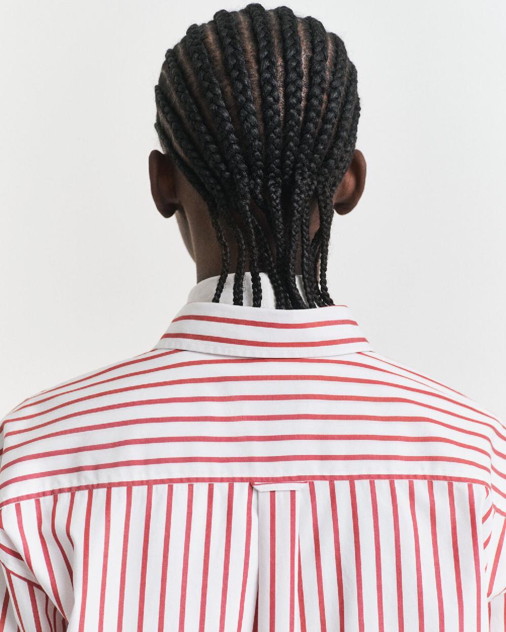 Gant Relaxed Fit Classic Striped Poplin Shirt Modern Rust