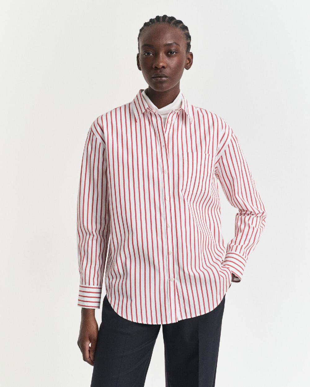 gant Relaxed Fit Classic Striped Poplin Shirt modern rust