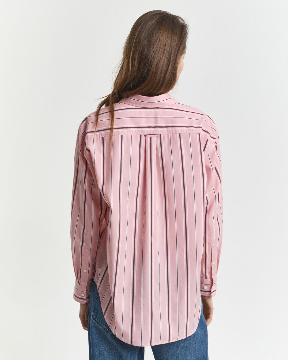 Gant Relaxed Fit Classic Striped Poplin Shirt Summer Rose