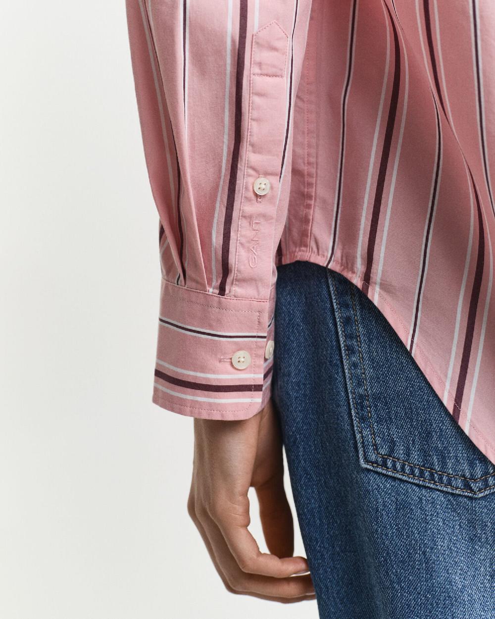 Gant Relaxed Fit Classic Striped Poplin Shirt Summer Rose