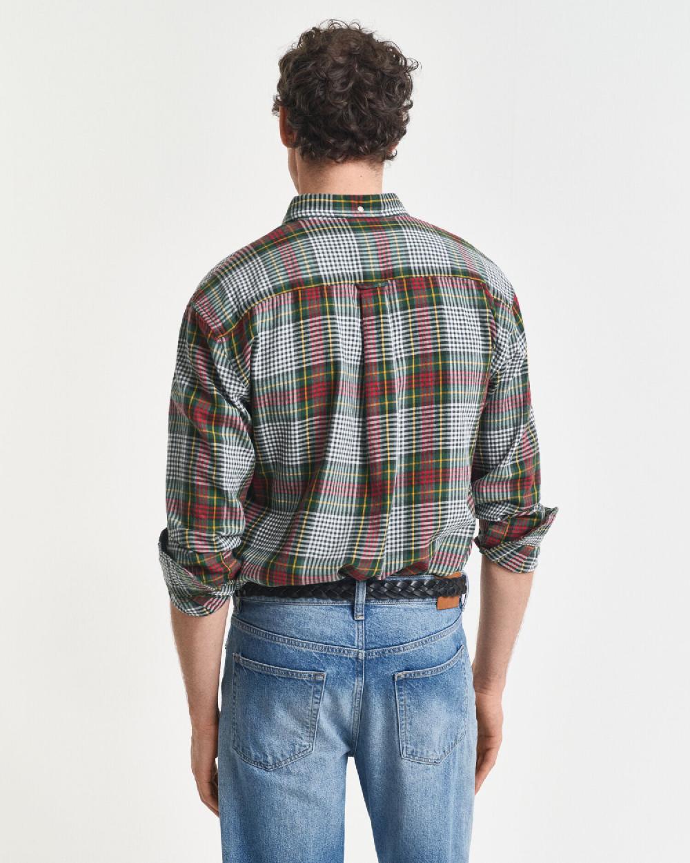 Gant Relaxed Fit Lightweight Checked Twill Shirt Tartan Green