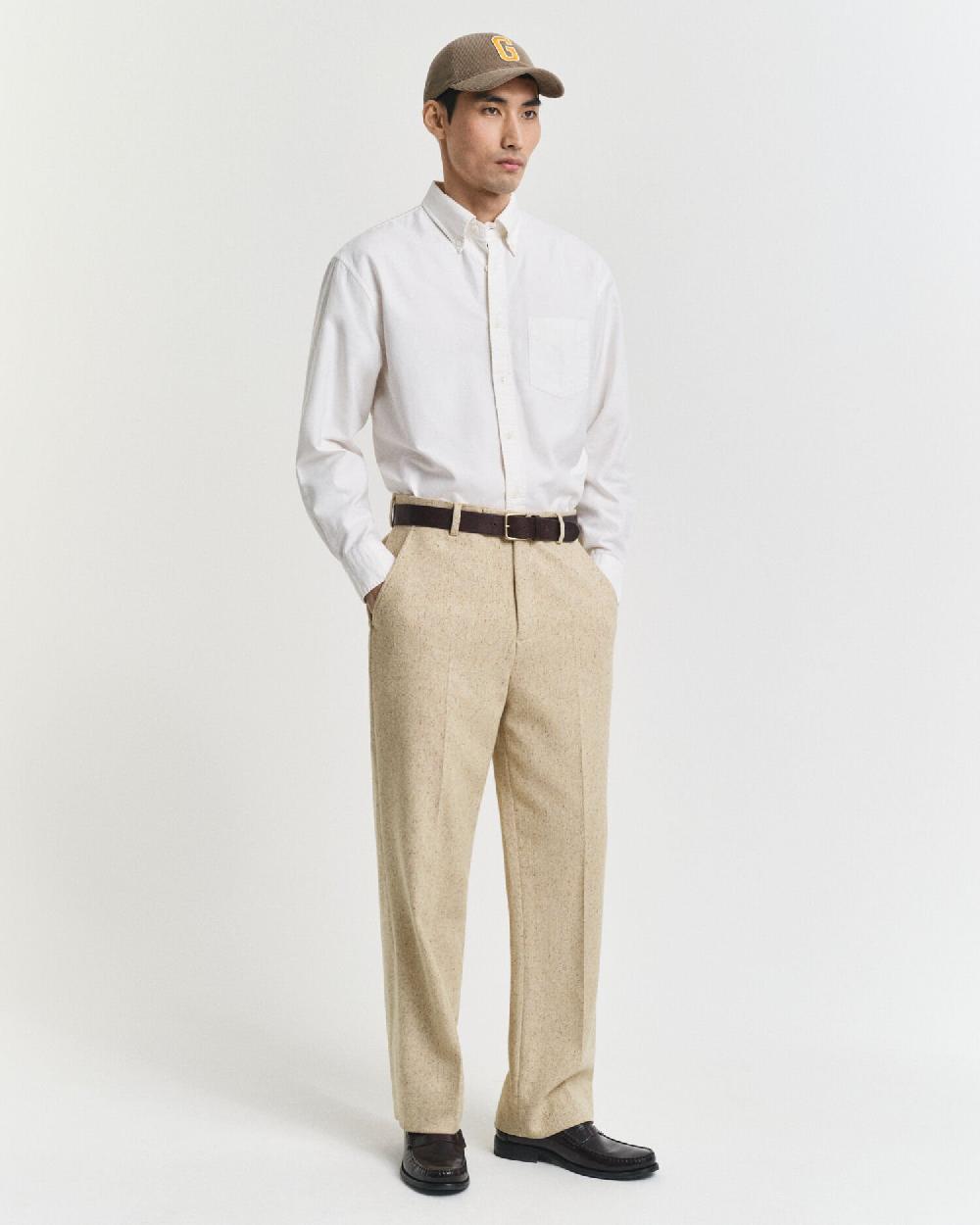 gant Relaxed Fit Nepps Herringbone Suit Pants concrete beige