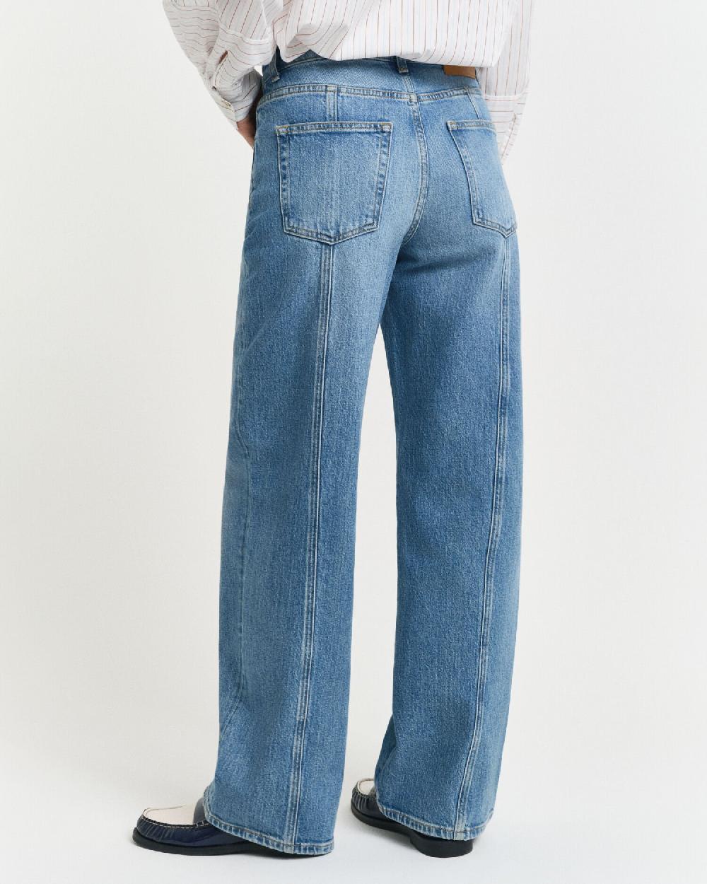 Gant Relaxed Fit Straight Seam Jeans Mid Blue Archive