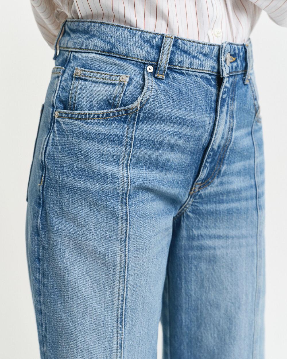 Gant Relaxed Fit Straight Seam Jeans Mid Blue Archive