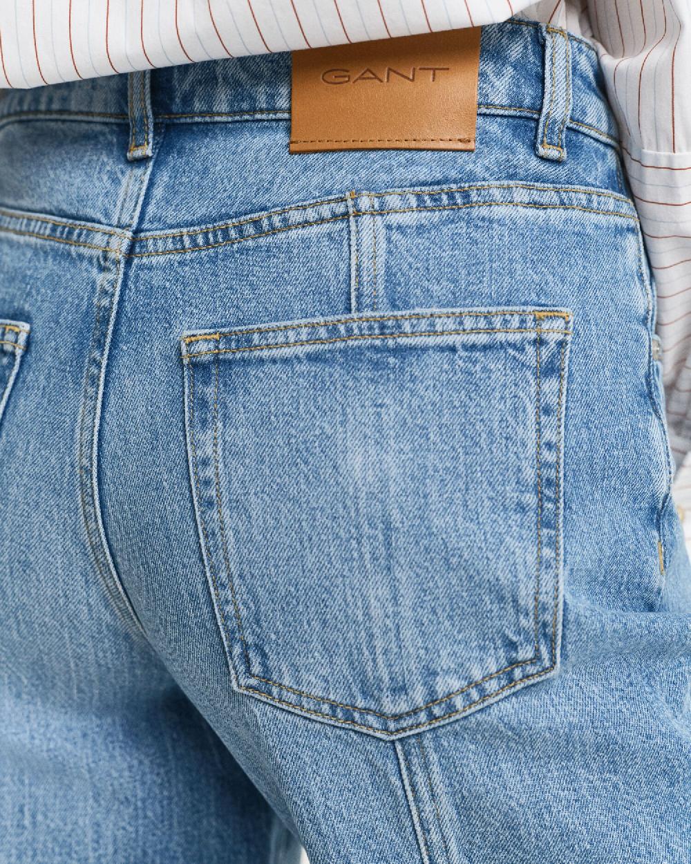 Gant Relaxed Fit Straight Seam Jeans Mid Blue Archive