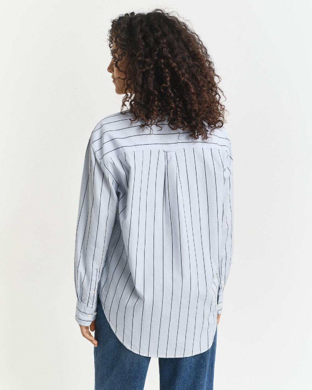 Gant Relaxed Fit Striped Luxury Oxford Shirt Light Blue