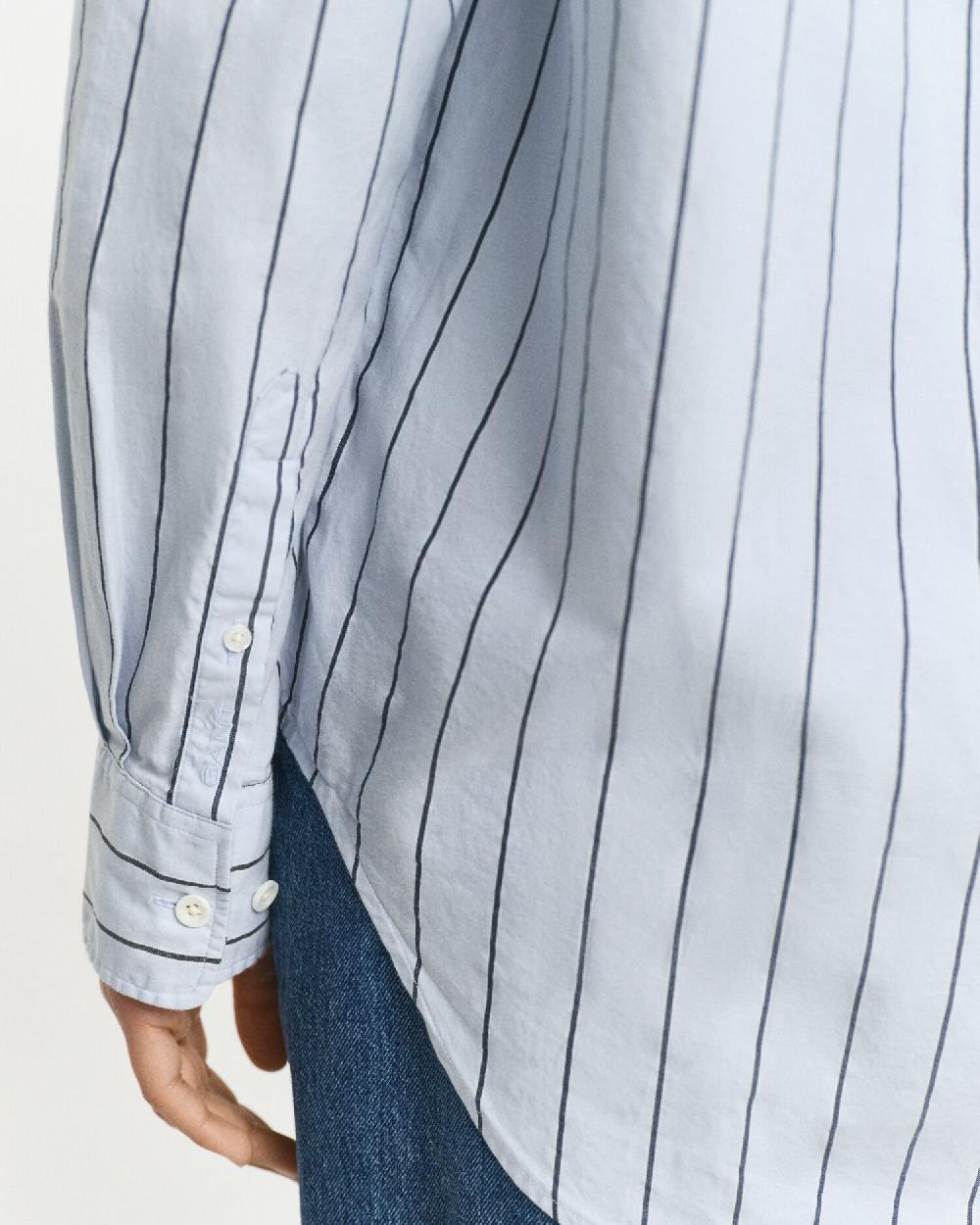 Gant Relaxed Fit Striped Luxury Oxford Shirt Light Blue