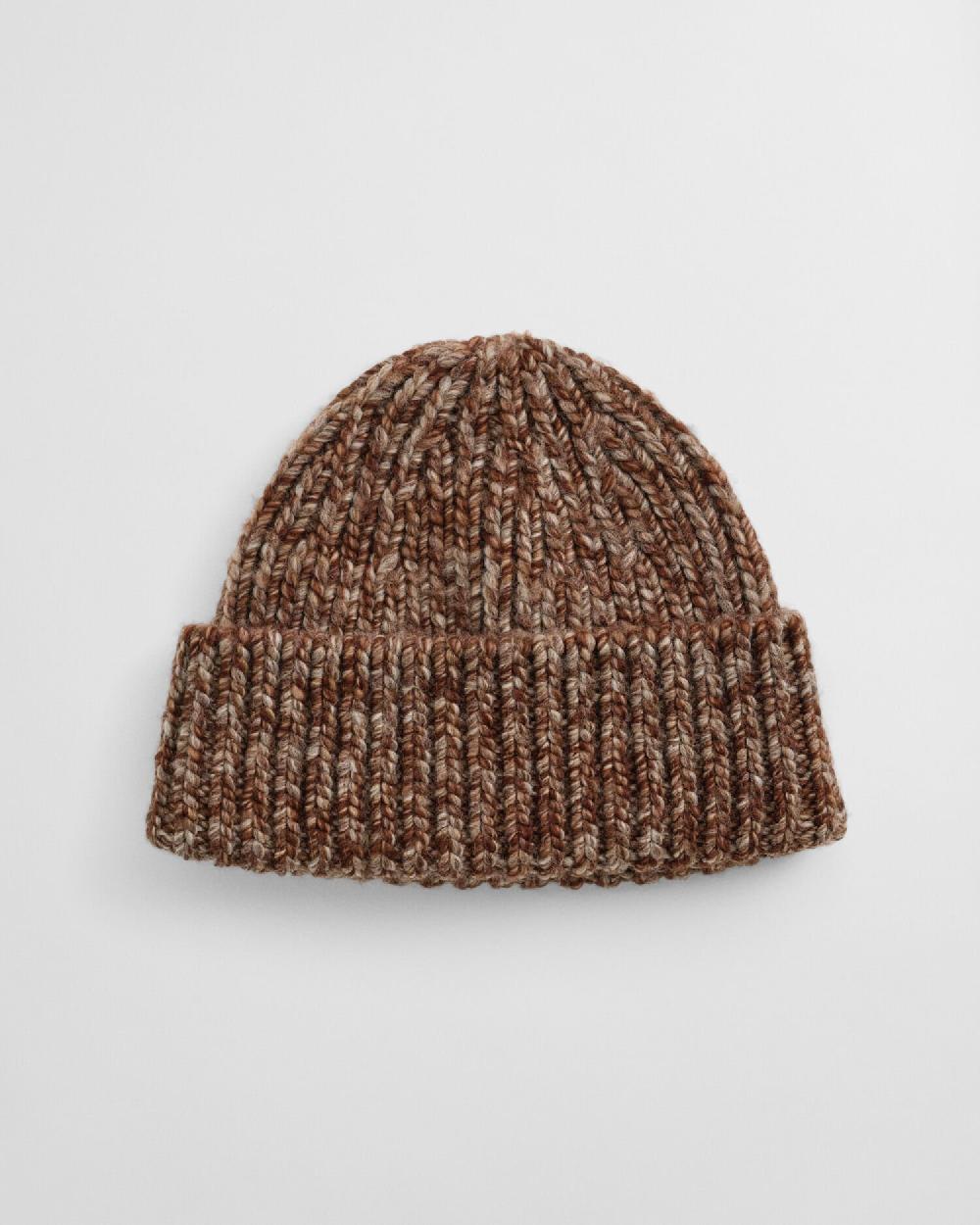 gant Ribbed Mélange Wool Beanie light brown melange