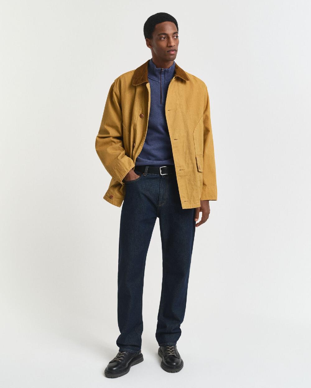 Gant Sacker Rib Half-Zip Sweatshirt Dk Jeansblue Melange